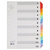 Разделитель листов А4 картонный Quantus Люкс, цветные табуляторы, 1-12, 190 г, 12 листов