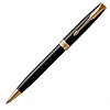 Ручка шариковая Parker Sonnet Lacquer Black GT, толщина линии М, позолота 23К (S0808730)